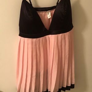 Black satin & baby pink babydoll lingerie 38c